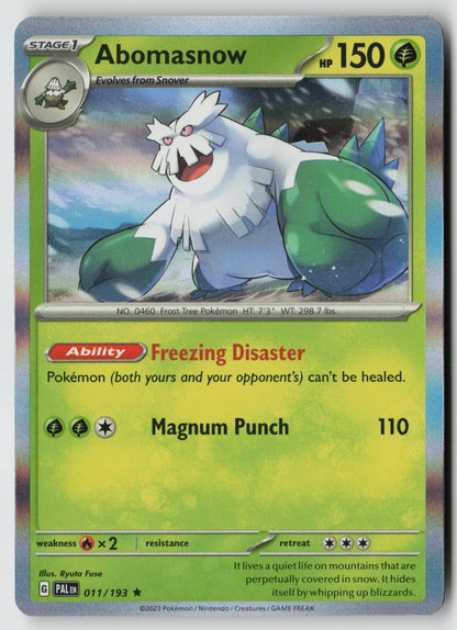 Abomasnow 011/193 SV02: Paldea Evolved Rare Holo NM Ryuta Fuse