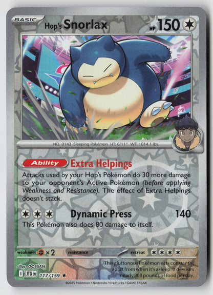 Hop's Snorlax 117/159 SV09: Journey Together Rare Reverse Holo NM GOSSAN