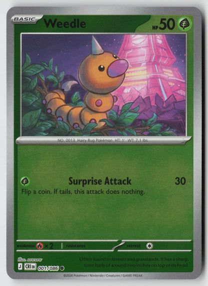 Weedle 001/086 ME04: Chaos Rising Common Reverse Holo NM sowsow