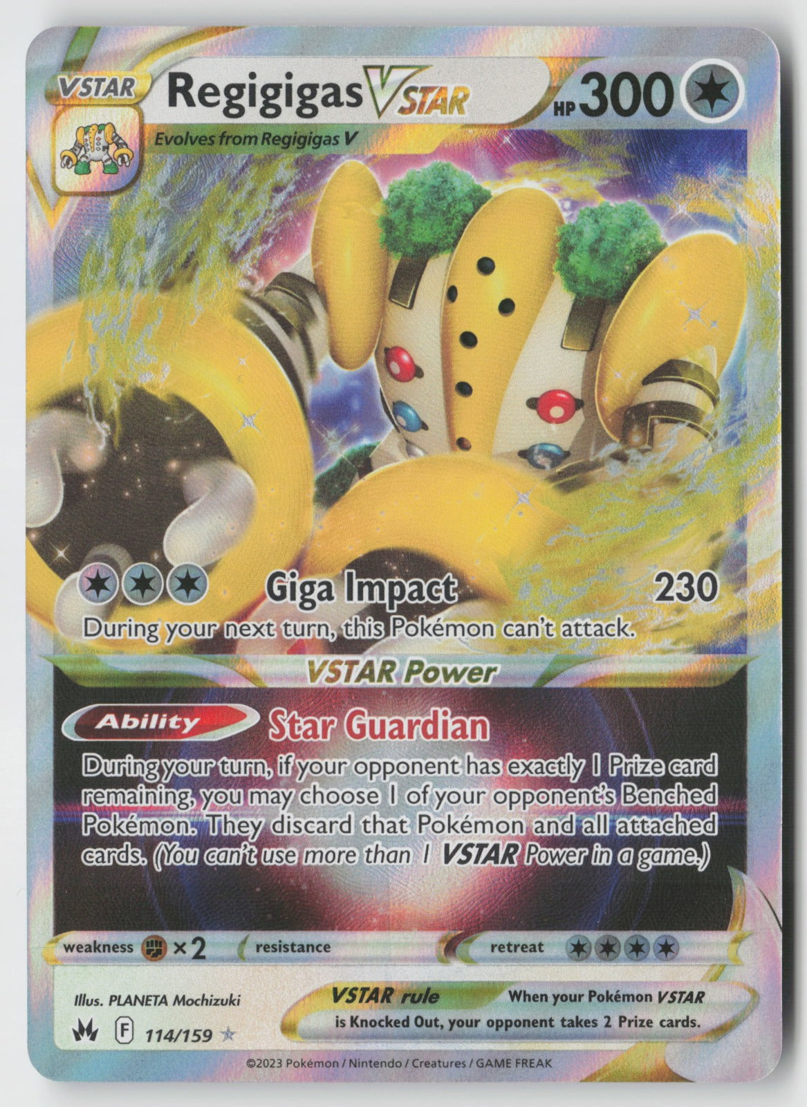 Regigigas VSTAR 114/159 SWSH: Crown Zenith Ultra Rare Holo NM PLANETA Mochizuki