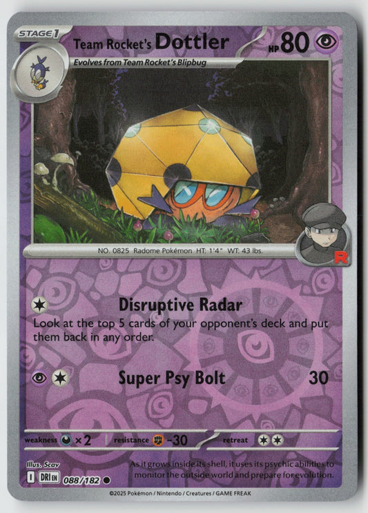 Team Rocket's Dottler 088/182 SV10: Destined Rivals Common Reverse Holo NM