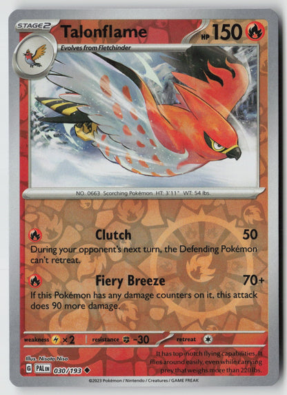 Talonflame 030/193 SV02: Paldea Evolved Uncommon Reverse Holo NM Nisota Niso