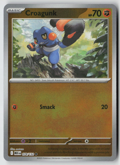 Croagunk 078/132 ME01: Mega Evolution Common Reverse Holo NM matazo