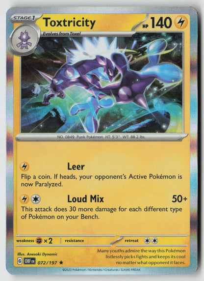 Toxtricity 072/197 SV03: Obsidian Flames Rare Holo NM Anesaki Dynamic