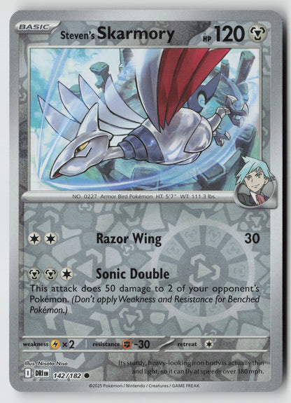 Steven's Skarmory 142/182 SV10: Destined Rivals Common Reverse Holo NM
