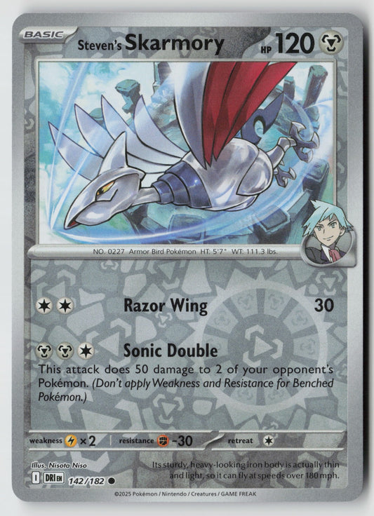 Steven's Skarmory 142/182 SV10: Destined Rivals Common Reverse Holo NM