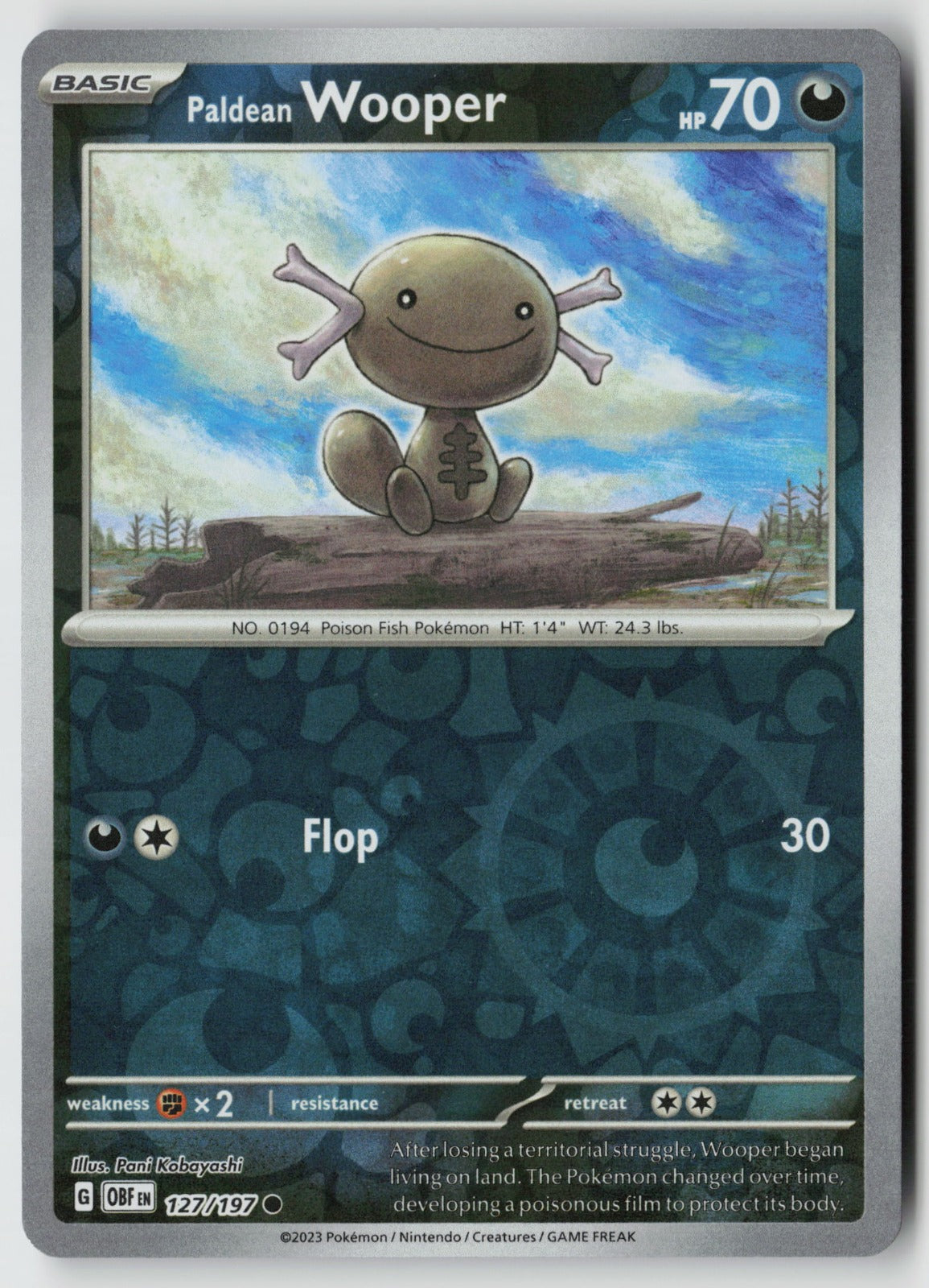 Paldean Wooper 127/197 SV03: Obsidian Flames Common Reverse Holo NM