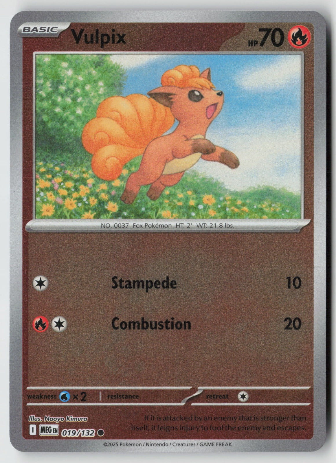 Vulpix 019/132 ME01: Mega Evolution Common Reverse Holo NM Naoyo Kimura