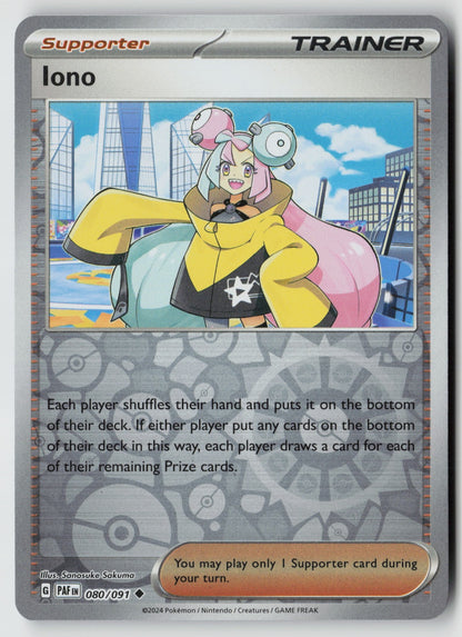 Iono 080/091 SV: Paldean Fates Uncommon Reverse Holo NM Sanosuke Sakuma