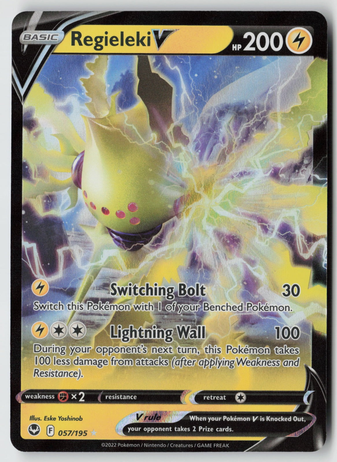 Regieleki V 057/195 SWSH12: Silver Tempest Ultra Rare Holo NM Eske Yoshinob