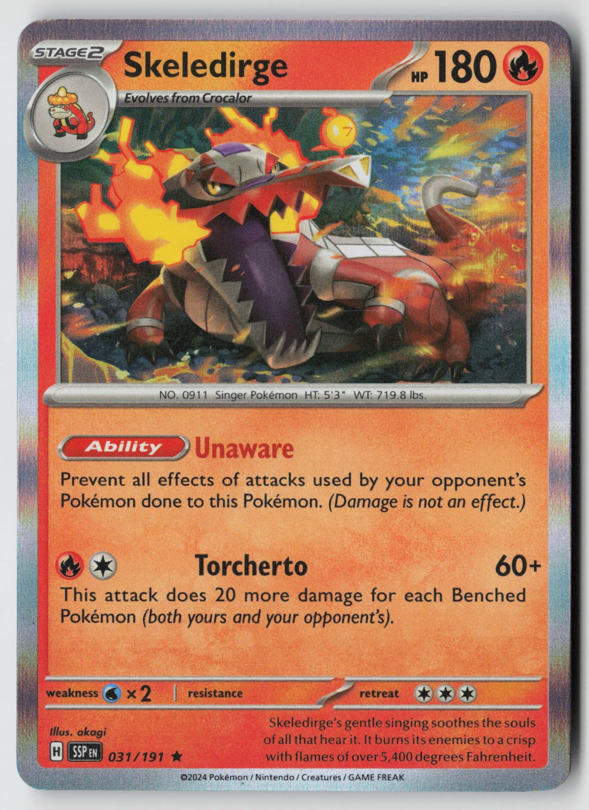 Skeledirge 031/191 SV08: Surging Sparks Rare Holo NM akagi