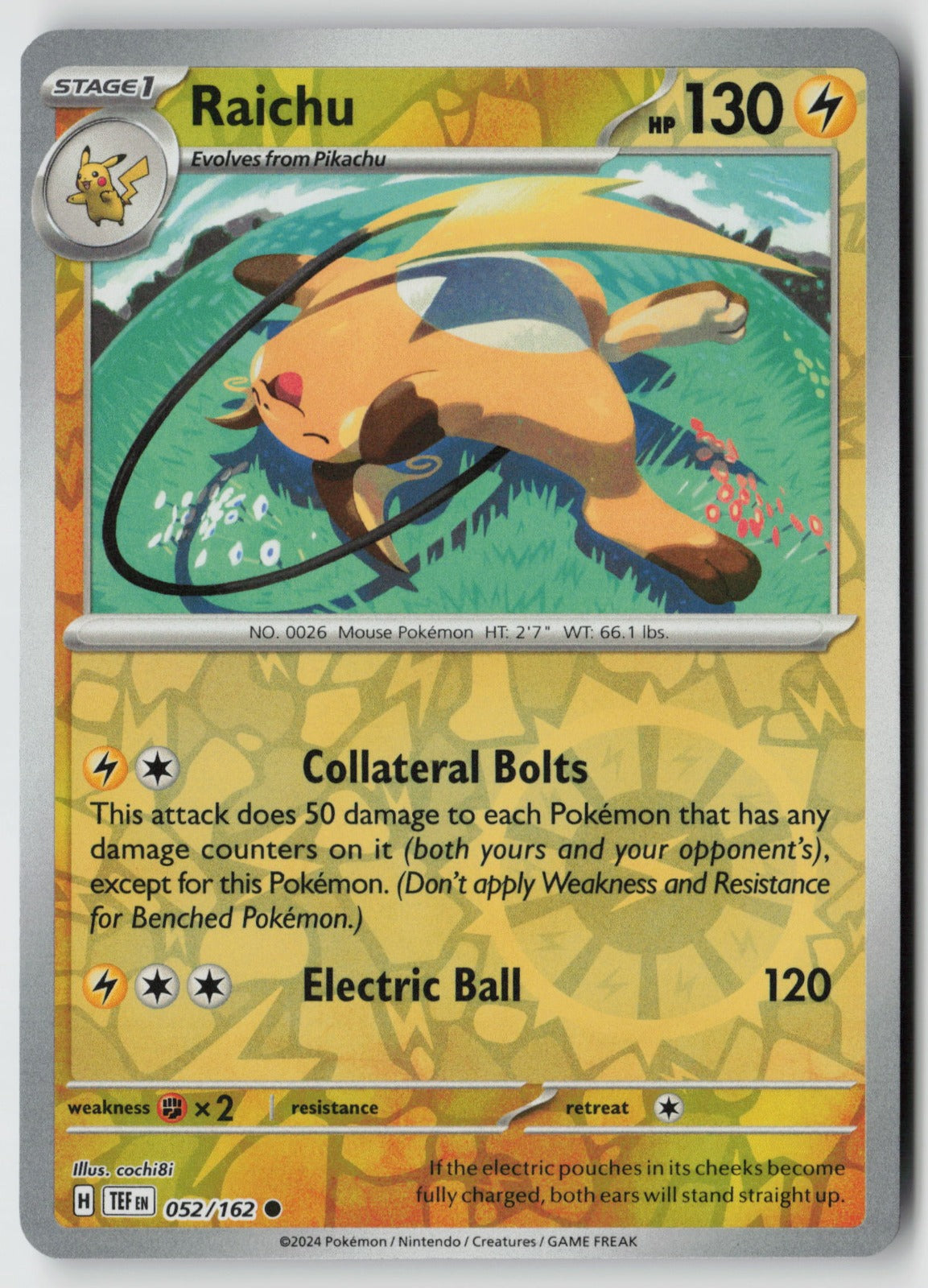 Raichu 052/162 SV05: Temporal Forces Common Reverse Holo NM cochi8i