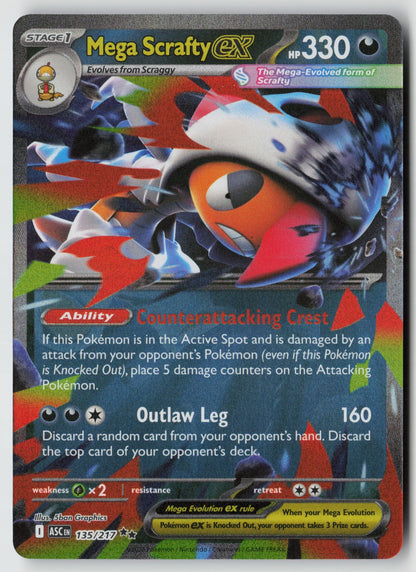 Mega Scrafty ex 135/217 ME: Ascended Heroes Double Rare Holo NM 5ban Graphics