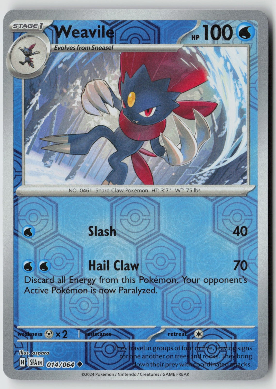 Weavile 014/064 SV: Shrouded Fable Uncommon Reverse Holo NM aspara