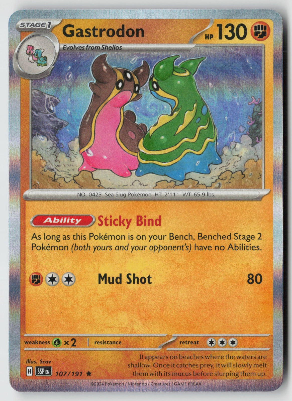 Gastrodon 107/191 SV08: Surging Sparks Rare Holo NM Scav