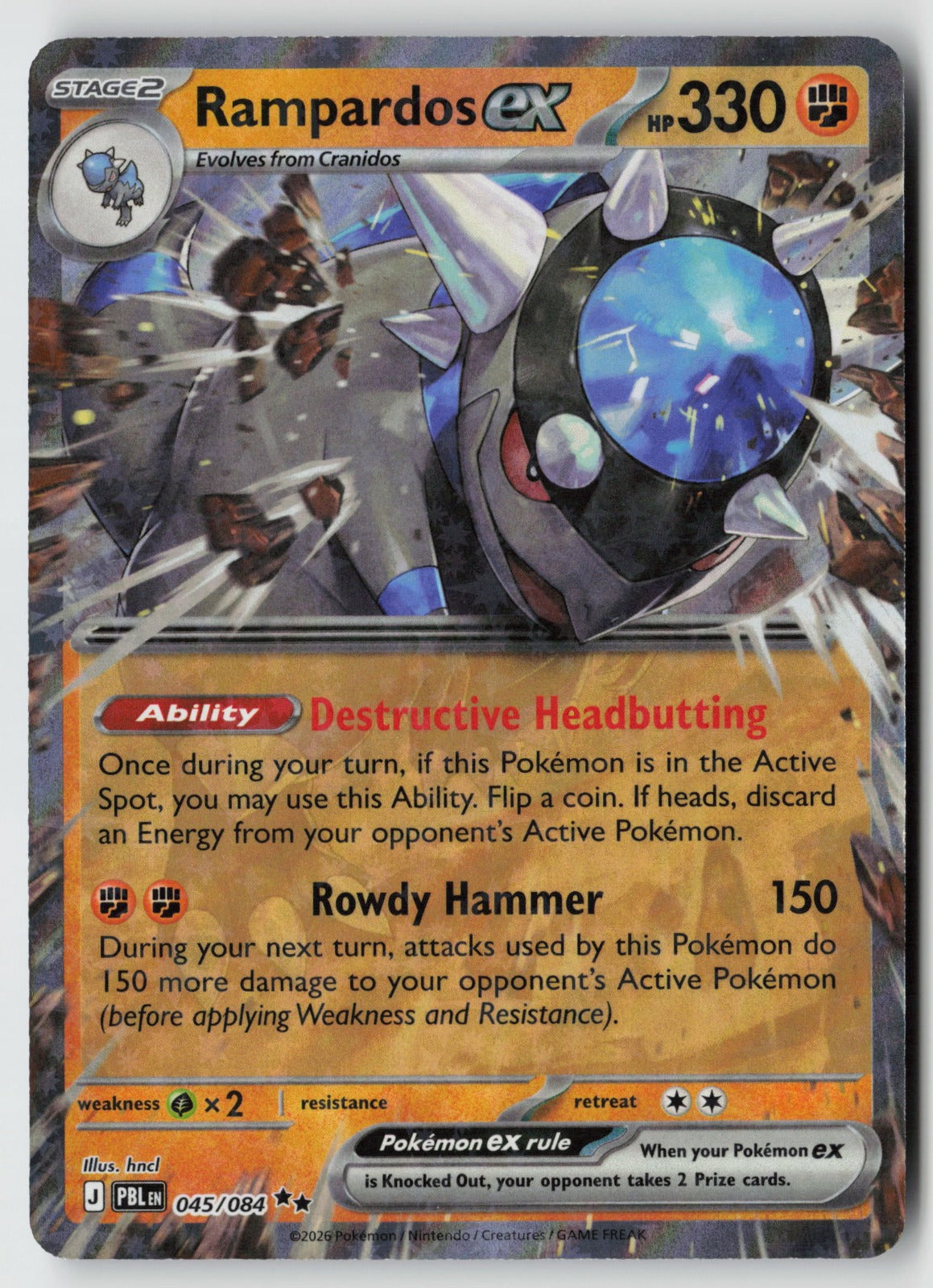 Rampardos ex 045/084 ME05: Pitch Black Double Rare Holo NM hncl