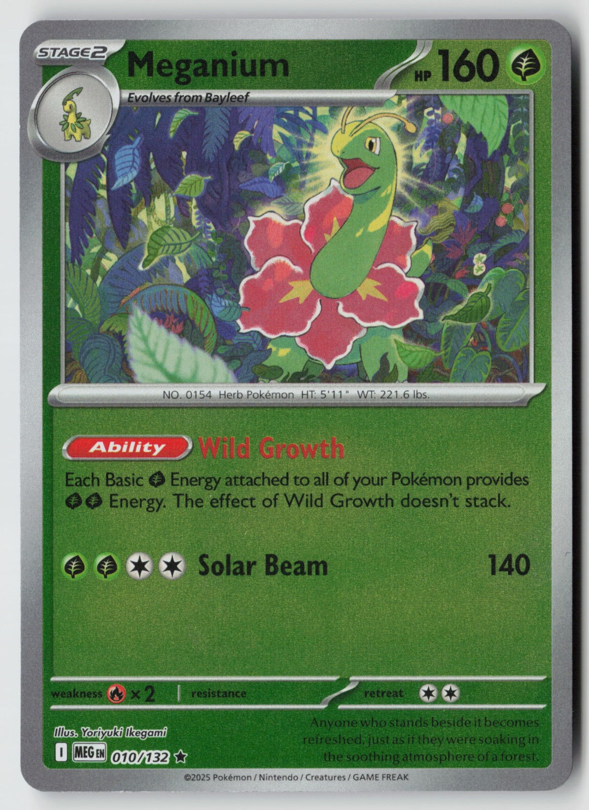 Meganium 010/132 ME01: Mega Evolution Rare Reverse Holo NM Yoriyuki Ikegami