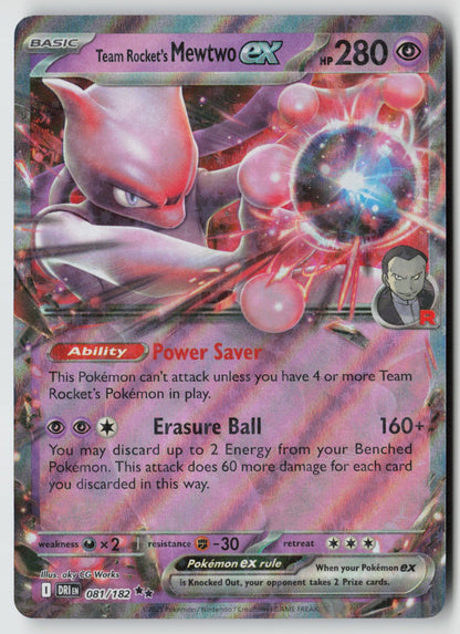 Team Rocket's Mewtwo ex 081/182 SV10: Destined Rivals Double Rare Holo NM