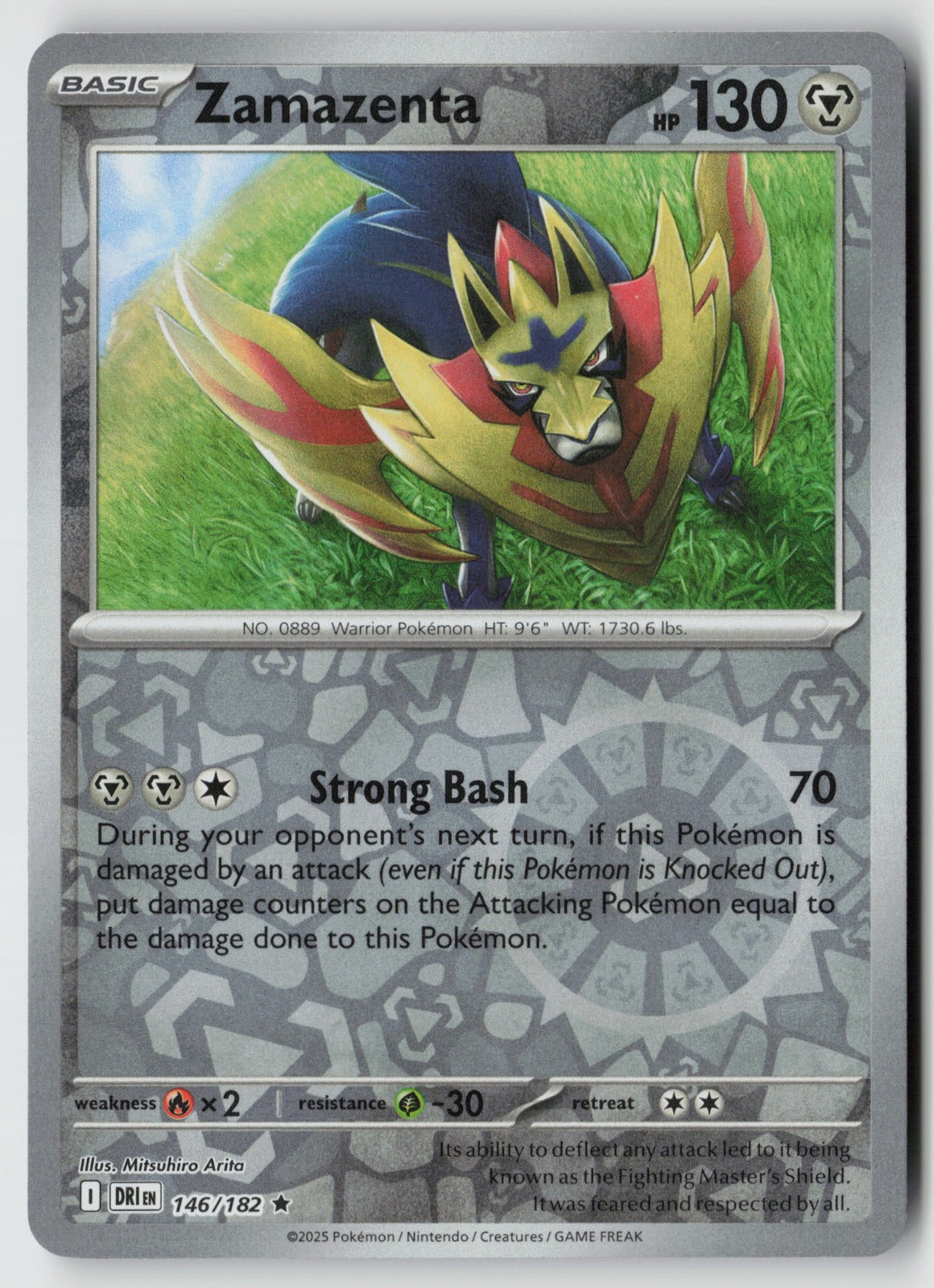 Zamazenta 146/182 SV10: Destined Rivals Rare Reverse Holo NM 5ban Graphics
