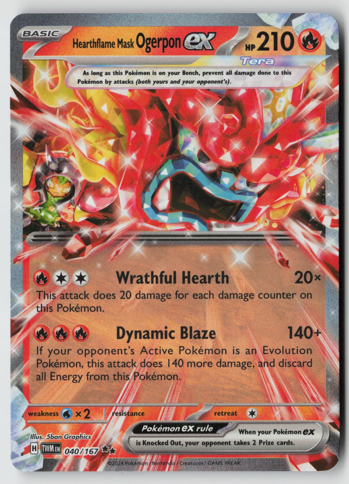 Hearthflame Mask Ogerpon ex 040/167 SV06: Twilight Masquerade Double Rare NM