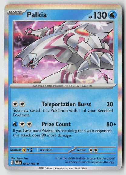 Palkia 040/182 SV04: Paradox Rift Rare Holo NM Ryuta Fuse