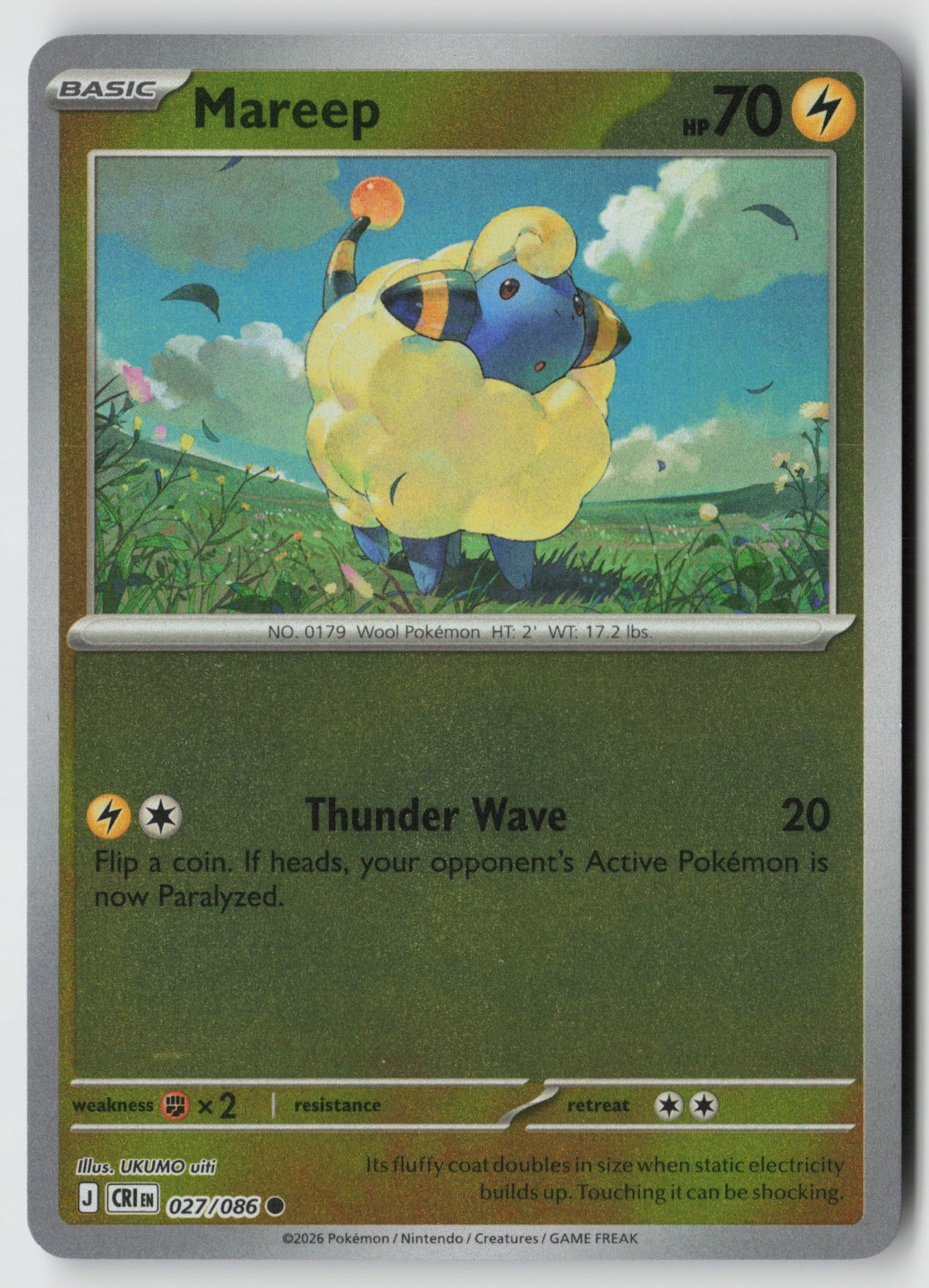 Mareep 027/086 ME04: Chaos Rising Common Reverse Holo NM UKUMO uiti