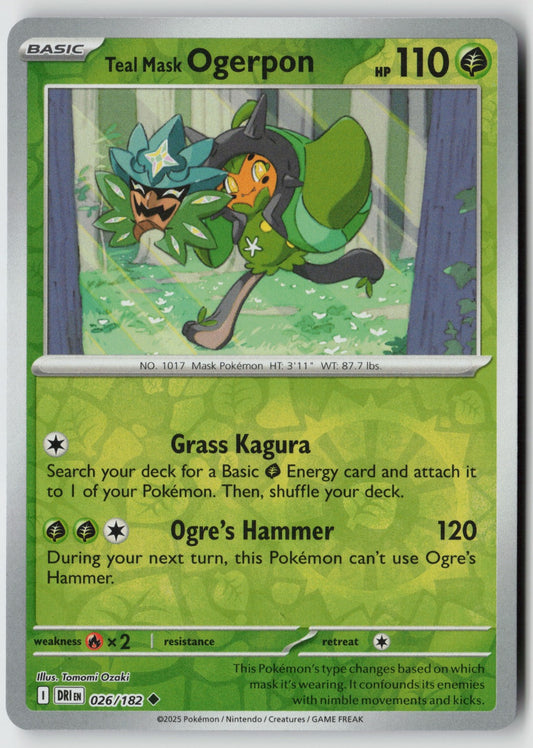 Teal Mask Ogerpon 026/182 SV10: Destined Rivals Uncommon Reverse Holo NM