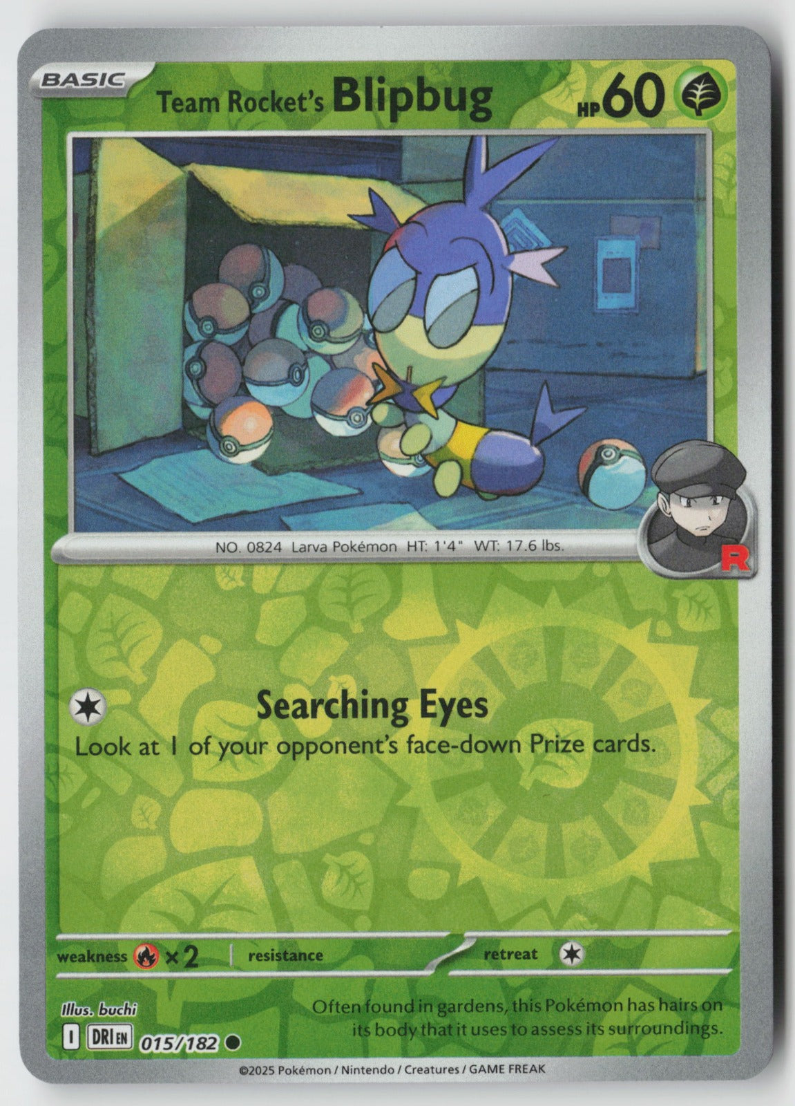 Team Rocket's Blipbug 015/182 SV10: Destined Rivals Common Reverse Holo NM buchi