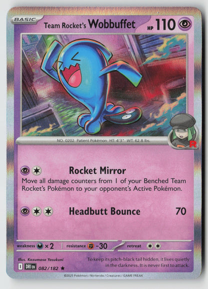 Team Rocket's Wobbuffet 082/182 SV10: Destined Rivals Rare Holo NM nagimiso