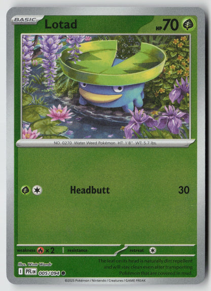 Lotad 005/094 ME02: Phantasmal Flames Common Reverse Holo NM Wintr Wandr