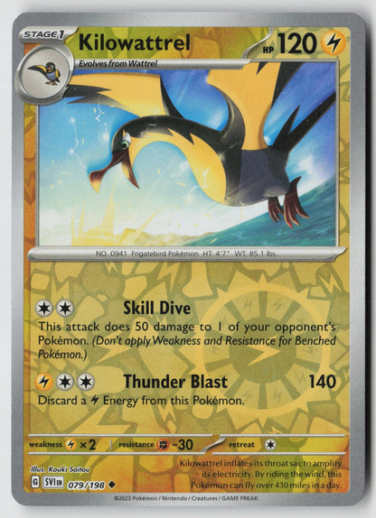 Kilowattrel 079/198 SV01: Scarlet & Violet Base Set Uncommon Reverse Holo NM