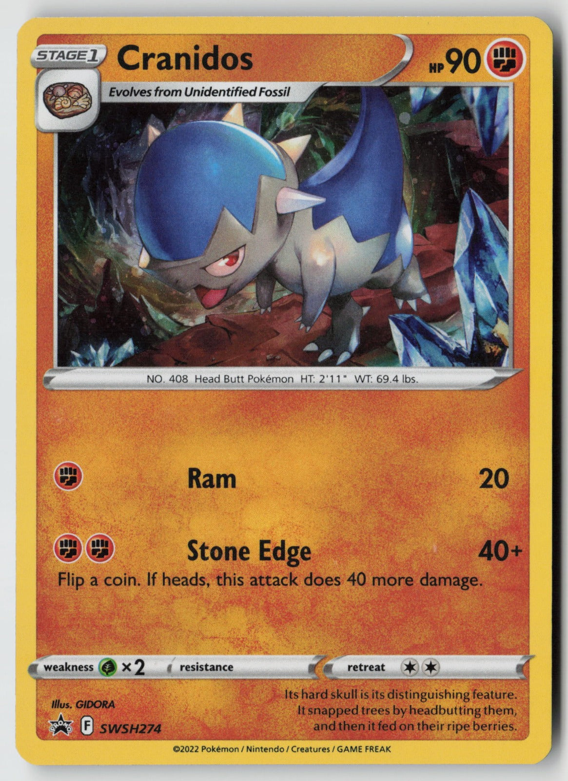 Cranidos SWSH274 SWSH: Sword & Shield Promo Cards Promo Holo NM GIDORA