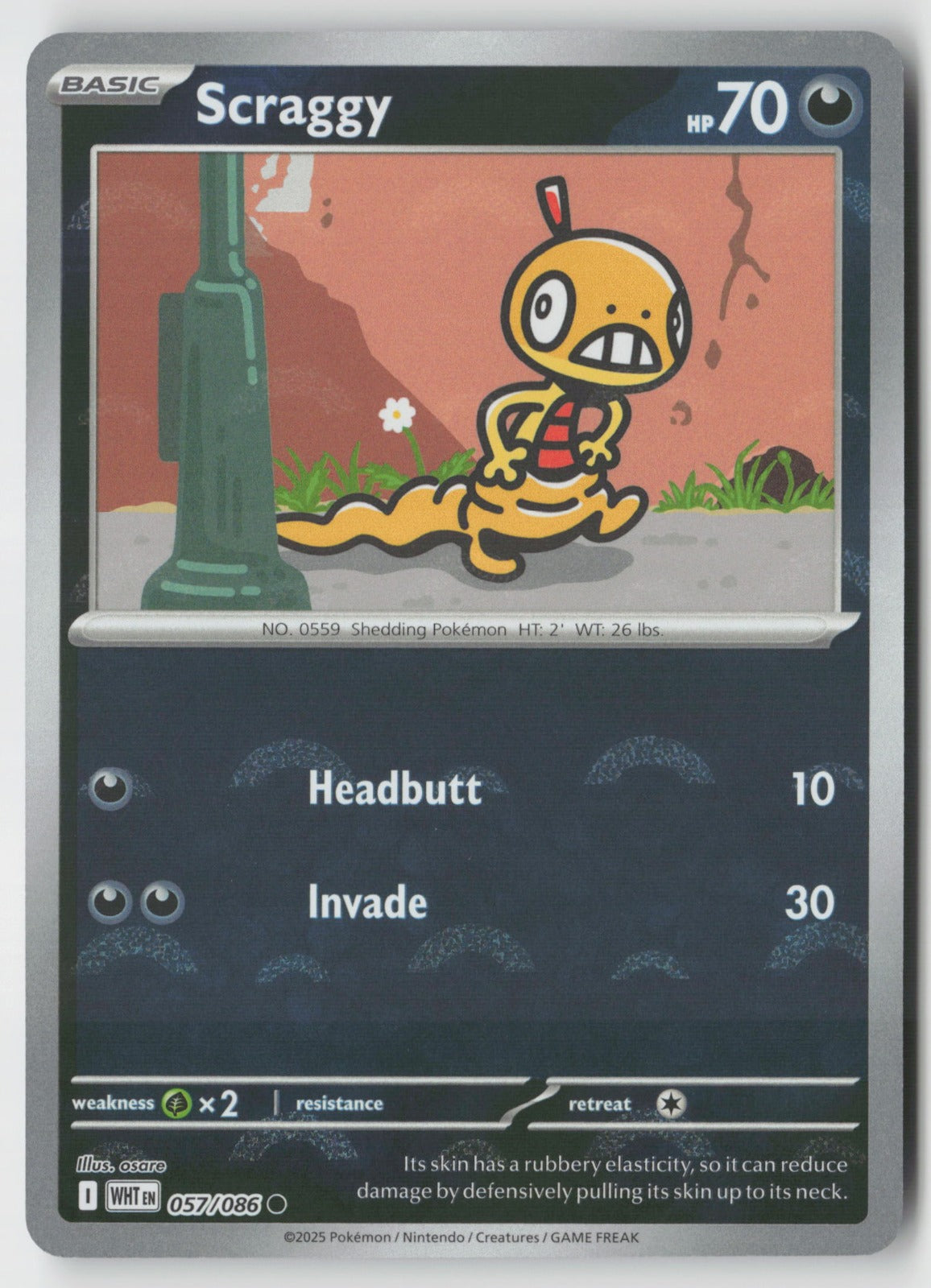 Scraggy (Poke Ball Pattern) 057/086 SV: White Flare Common Holo NM osare
