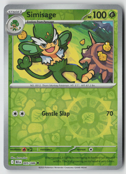 Simisage 005/086 SV: Black Bolt Uncommon Reverse Holo NM kurumitsu