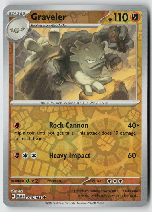 Graveler 075/165 SV: Scarlet & Violet 151 Uncommon Reverse Holo NM Uta