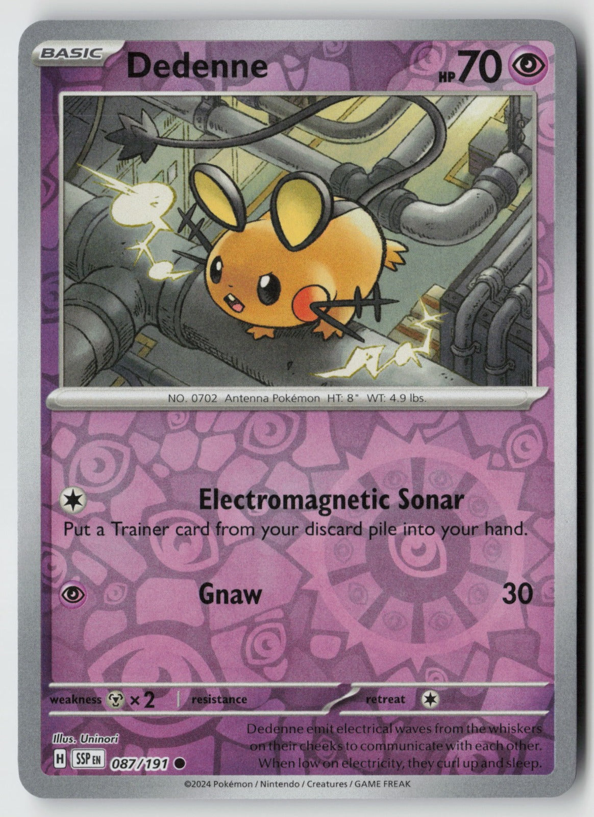 Dedenne 087/191 SV08: Surging Sparks Common Reverse Holo NM Uninori