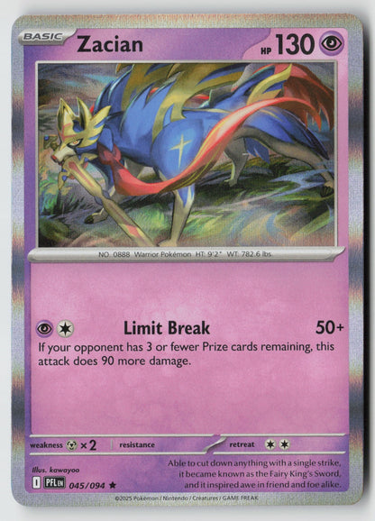 Zacian 045/094 ME02: Phantasmal Flames Rare Holo NM kawayoo