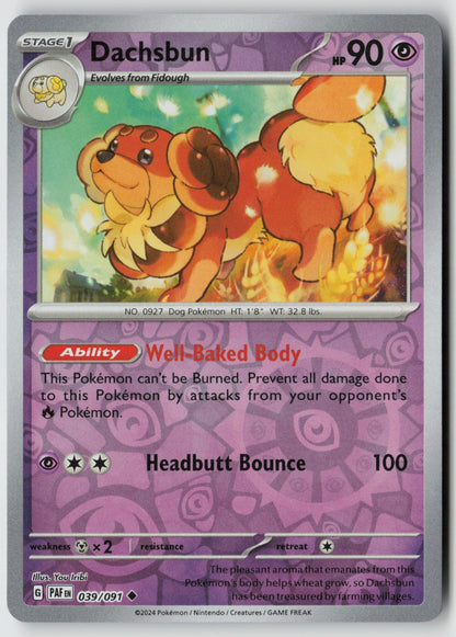 Dachsbun 039/091 SV: Paldean Fates Uncommon Reverse Holo NM You Iribi