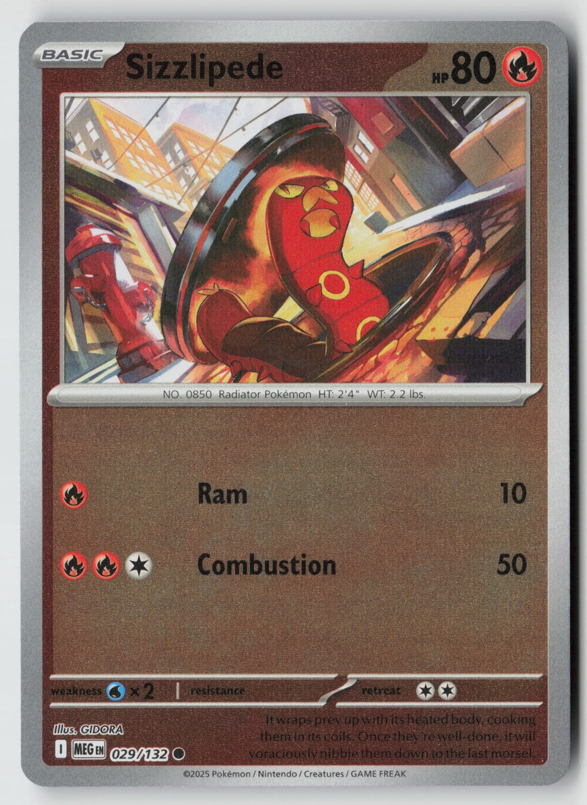 Sizzlipede 029/132 ME01: Mega Evolution Common Reverse Holo NM GIDORA