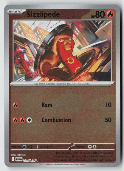 Sizzlipede 029/132 ME01: Mega Evolution Common Reverse Holo NM GIDORA