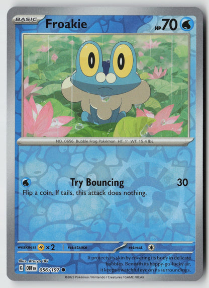 Froakie 056/197 SV03: Obsidian Flames Common Reverse Holo NM Atsuya Uki