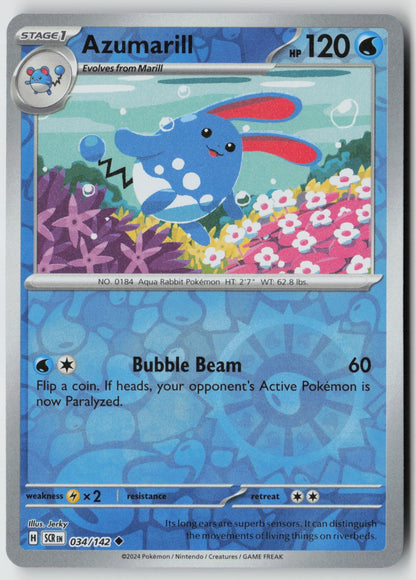 Azumarill 034/142 SV07: Stellar Crown Uncommon Reverse Holo NM Jerky