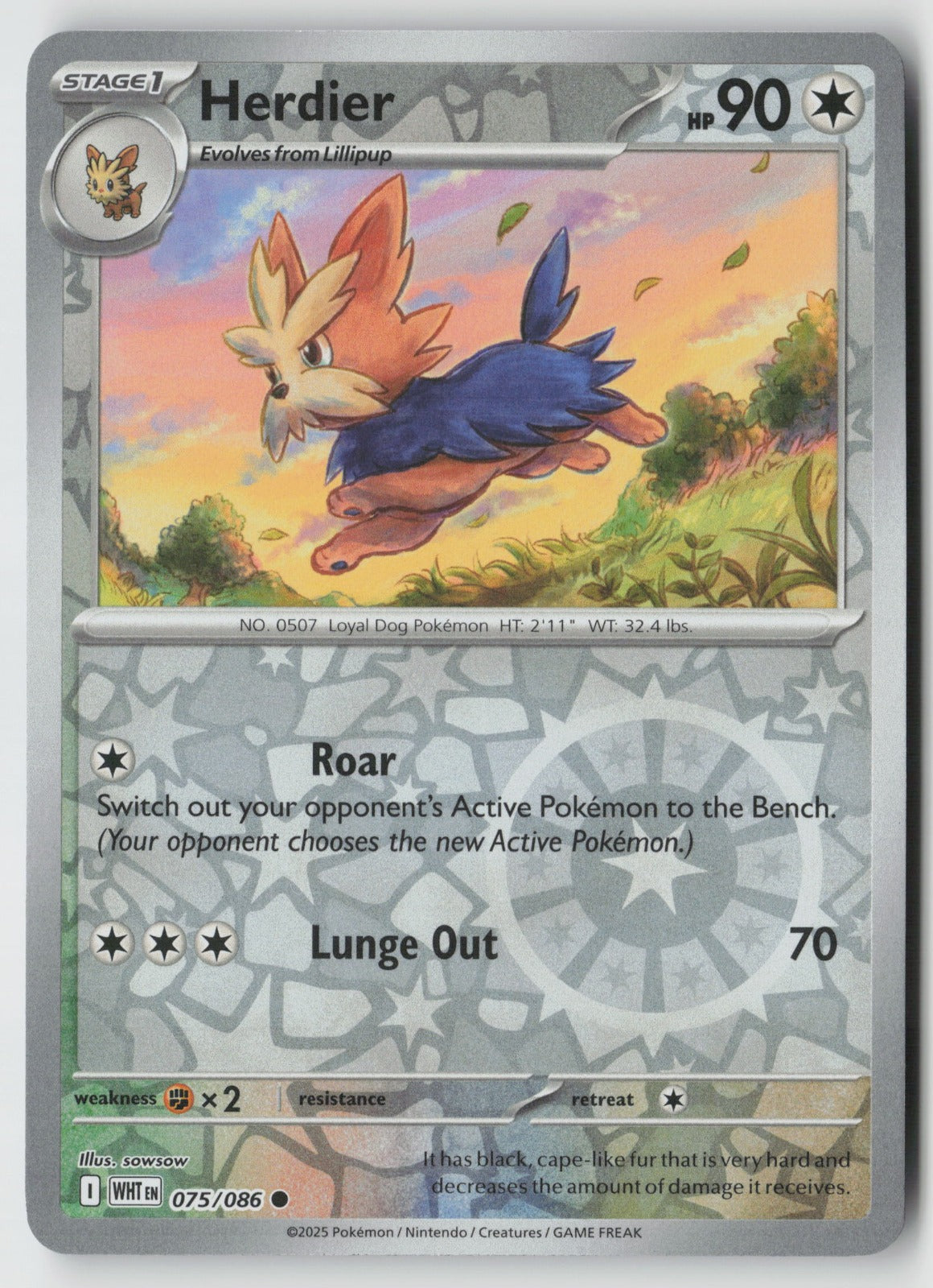 Herdier 075/086 SV: White Flare Common Reverse Holo NM sowsow