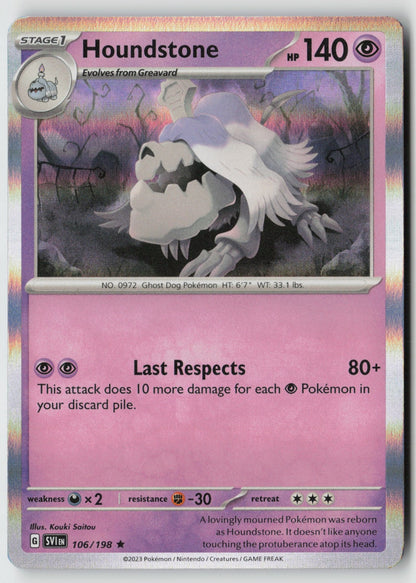 Houndstone 106/198 SV01: Scarlet & Violet Base Set Rare Holo NM Kouki Saitou