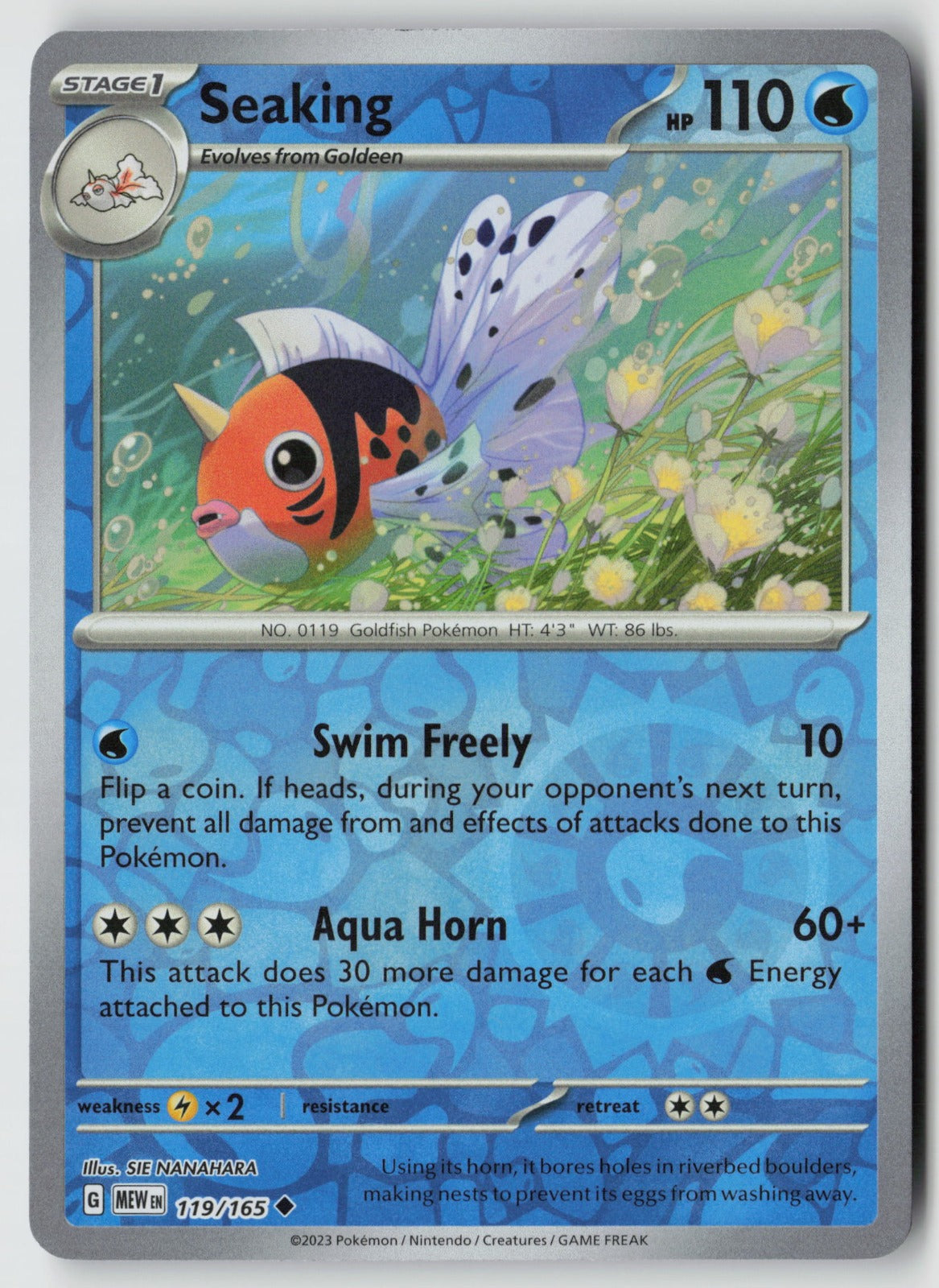 Seaking 119/165 SV: Scarlet & Violet 151 Uncommon Reverse Holo NM SIE NANAHARA