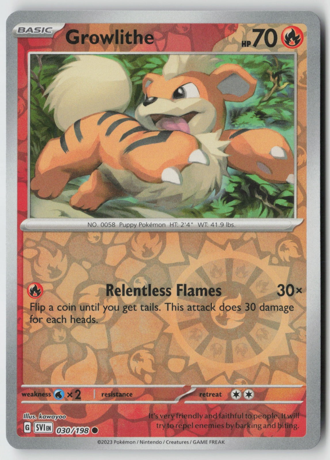 Growlithe 030/198 SV01: Scarlet & Violet Base Set Common Reverse Holo NM