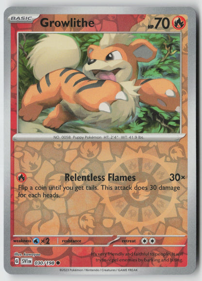 Growlithe 030/198 SV01: Scarlet & Violet Base Set Common Reverse Holo NM
