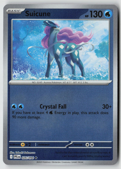 Suicune 026/094 ME02: Phantasmal Flames Rare Reverse Holo NM Takeshi Nakamura