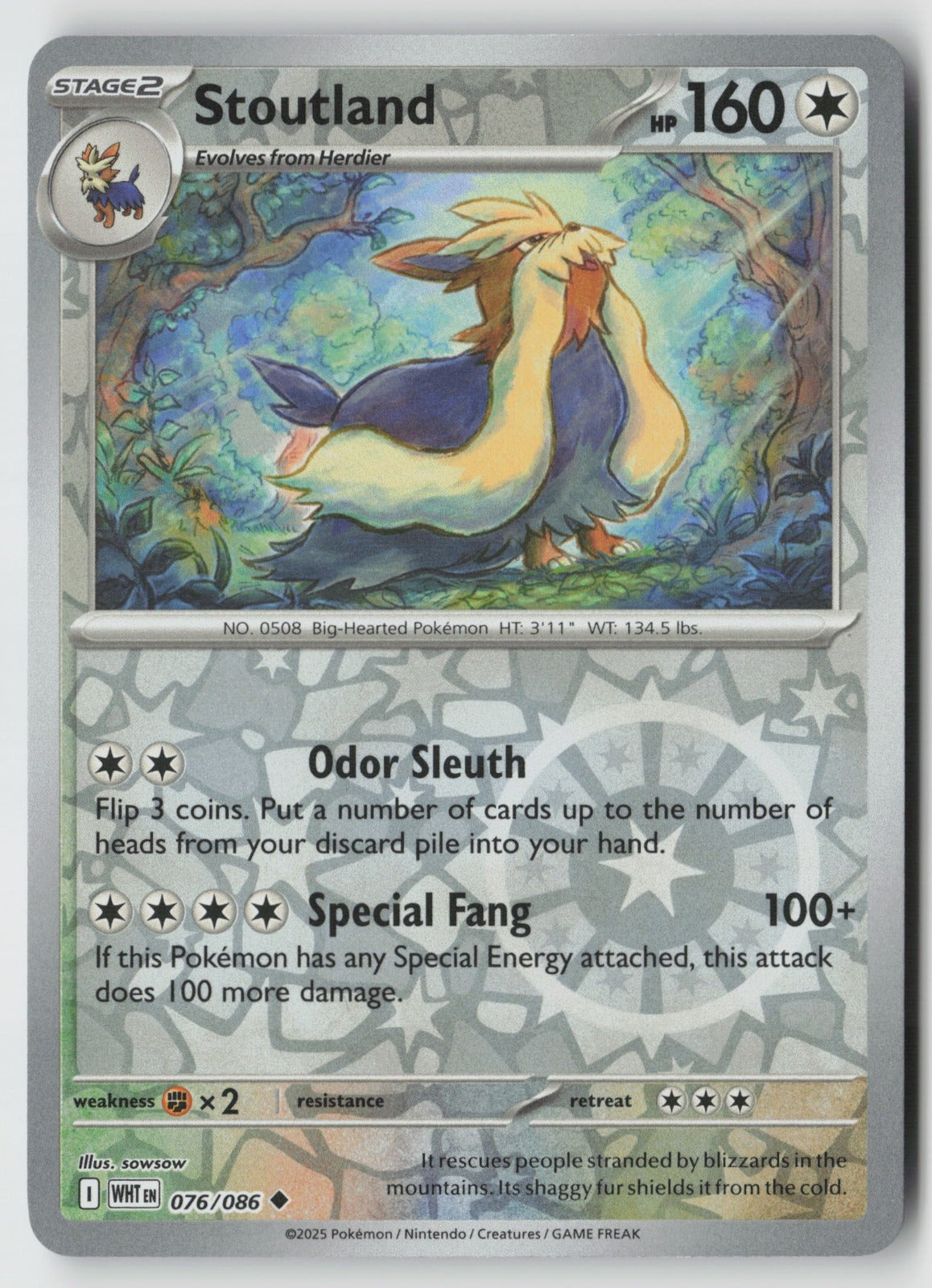 Stoutland 076/086 SV: White Flare Uncommon Reverse Holo NM sowsow
