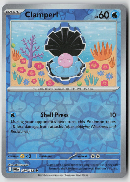 Clamperl 054/182 SV10: Destined Rivals Common Reverse Holo NM Naoyo Kimura